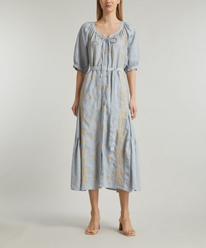 Kori - Daisy Embroidered Button-Up Midi-Dress image number 2