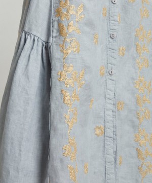Kori - Daisy Embroidered Button-Up Midi-Dress image number 4