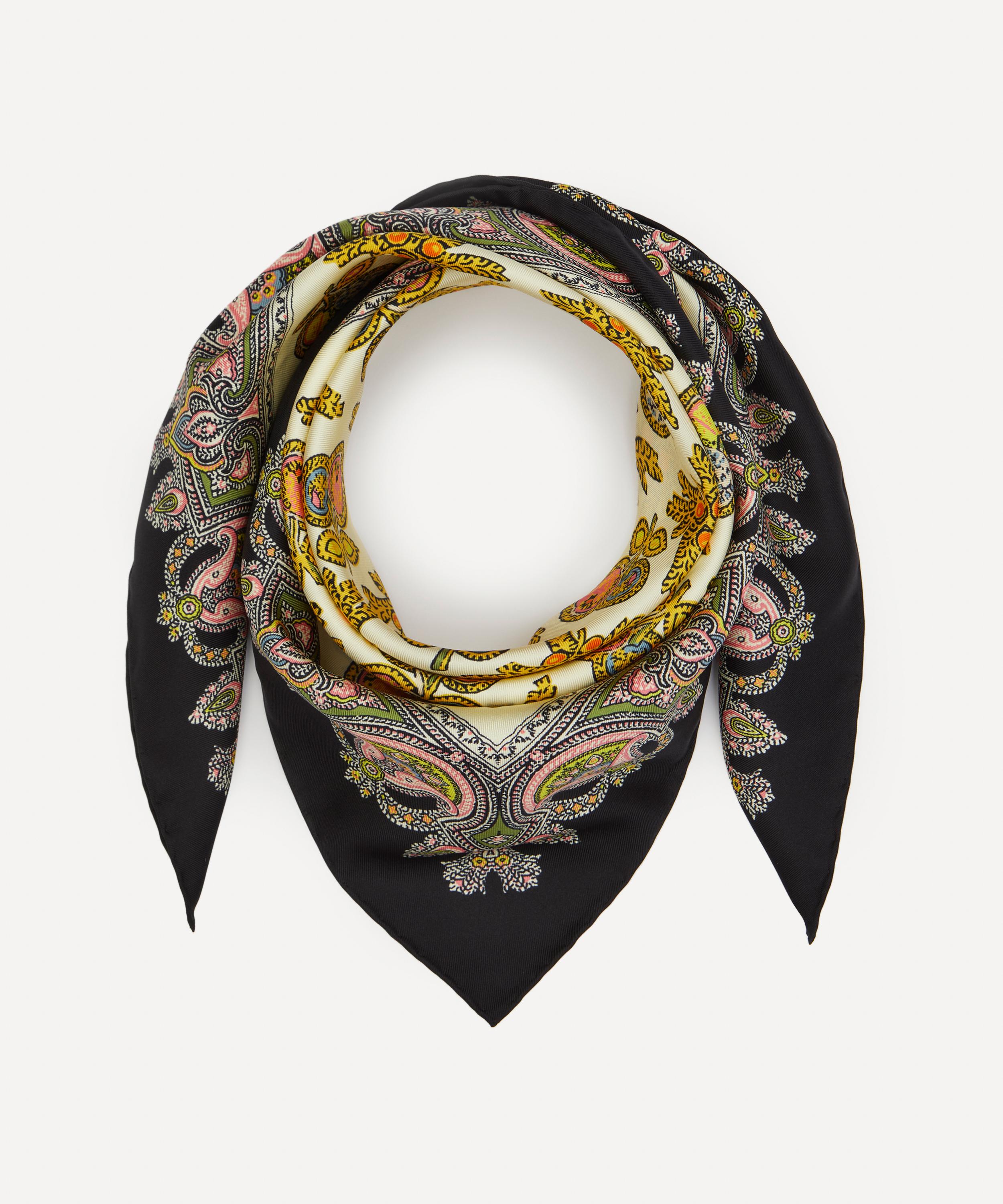 Etro - Bird Print White Silk Square Scarf image number 0