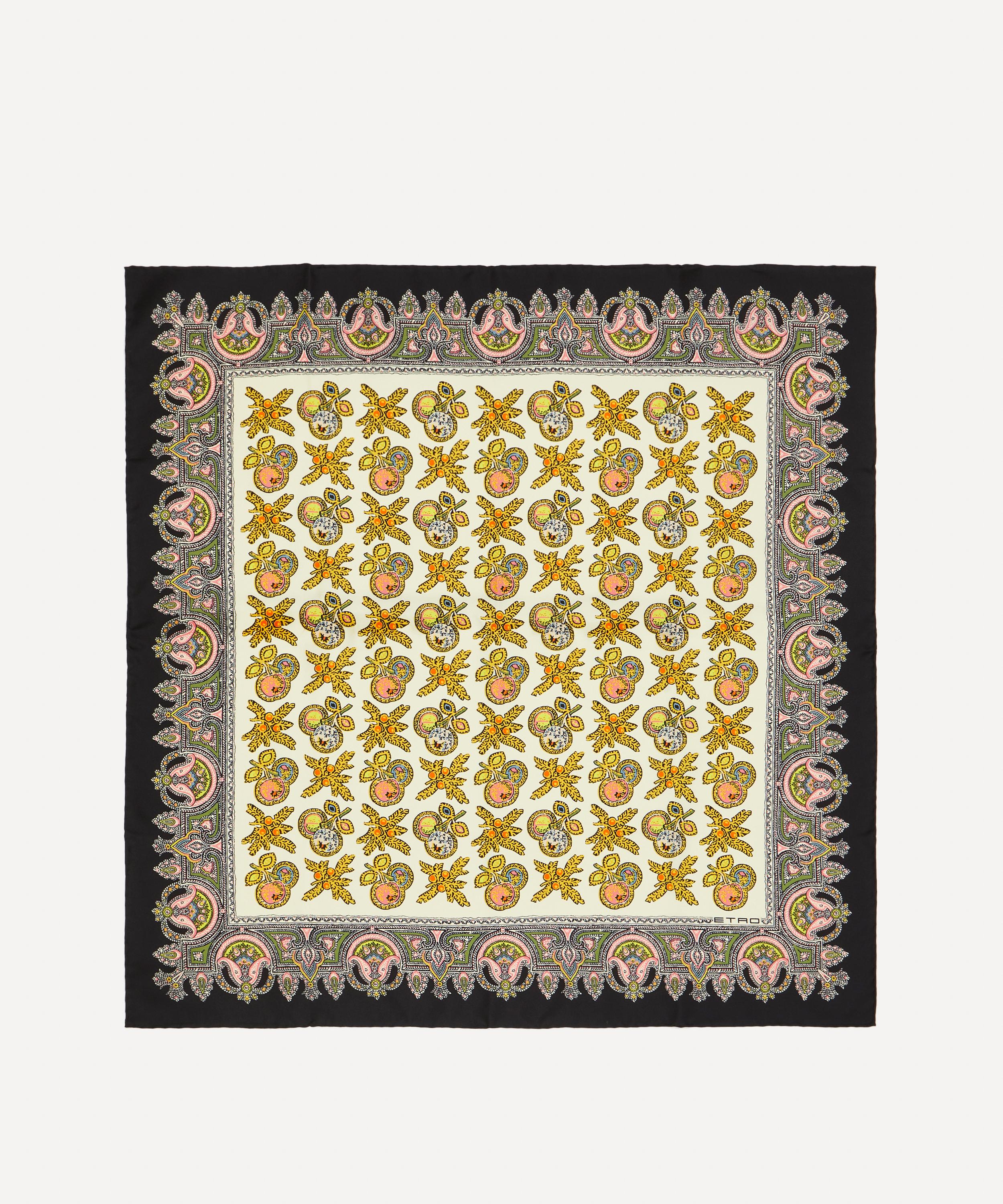 Etro - Bird Print White Silk Square Scarf image number 1