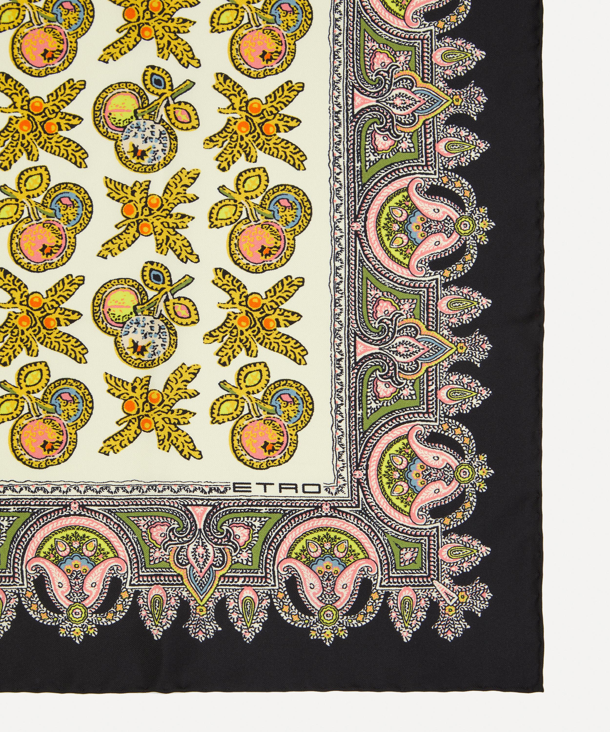 Etro - Bird Print White Silk Square Scarf image number 2