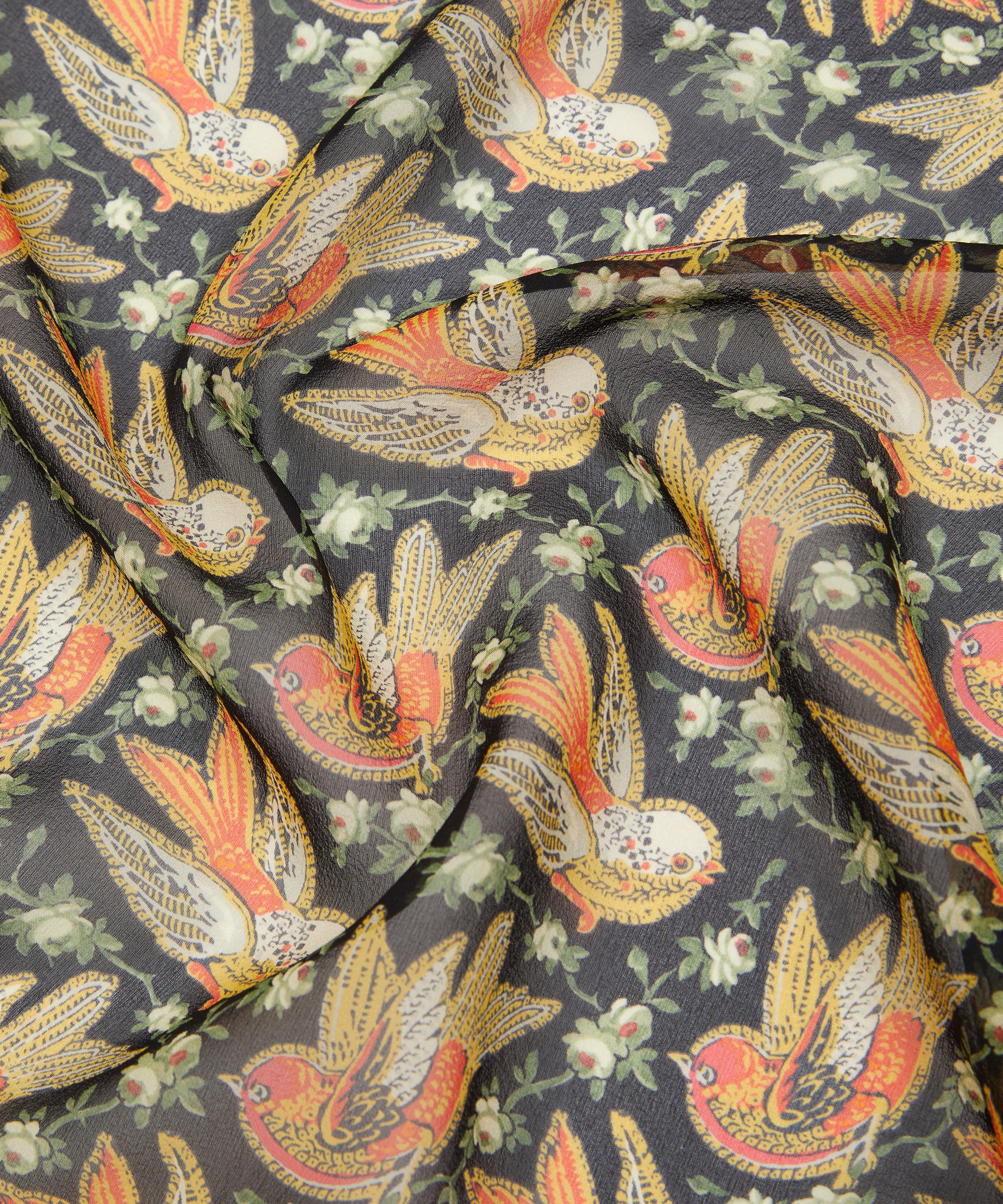 Etro - Bird Print Black Silk Georgette Scarf image number 3