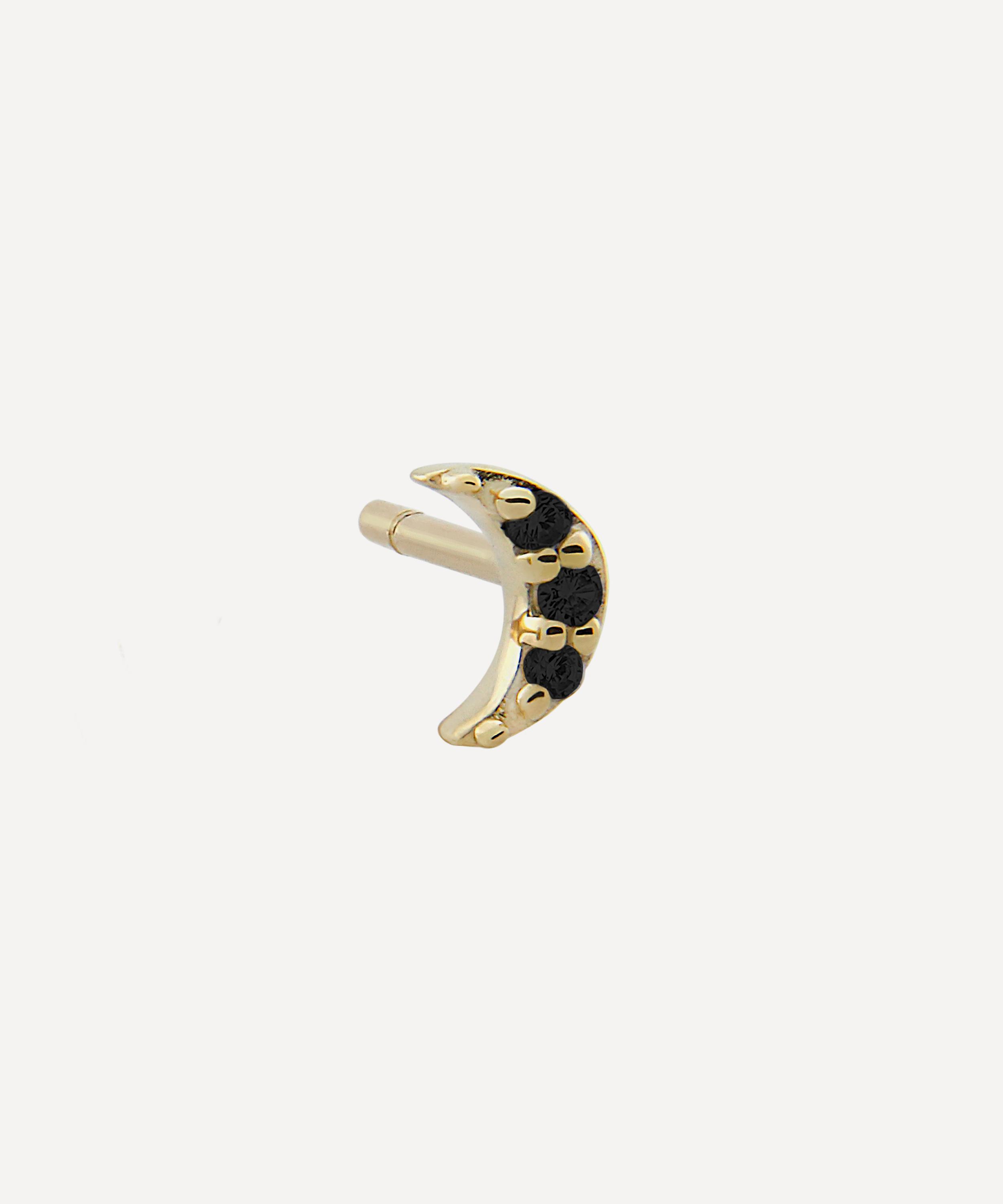 Otiumberg - 9ct Gold Black Diamond Moon Stud Earring