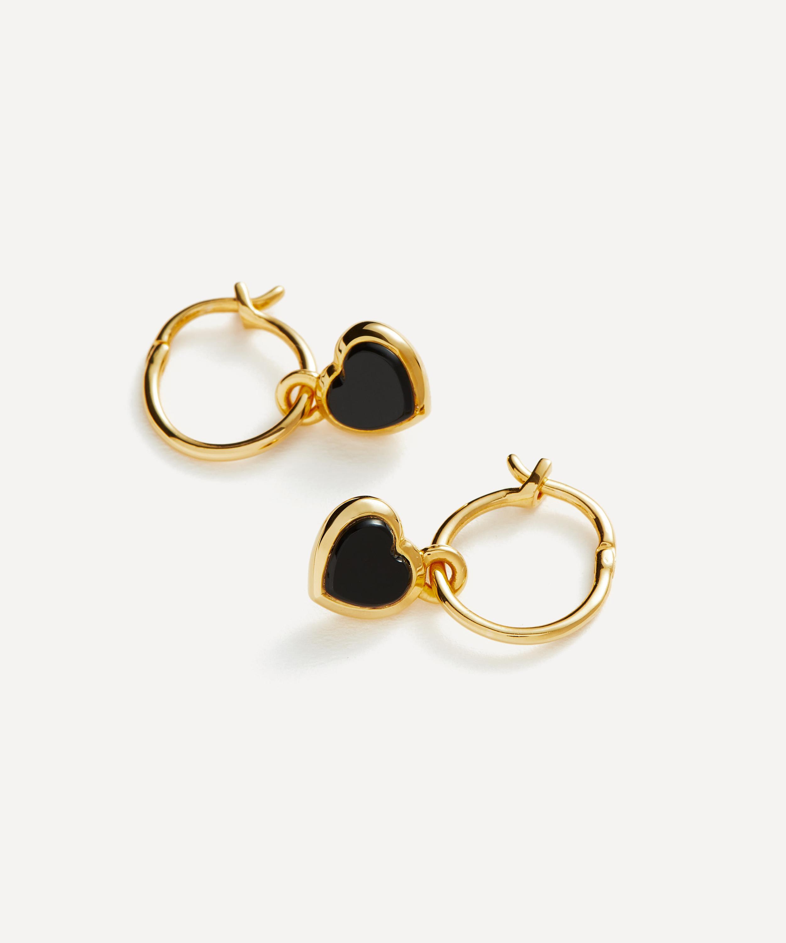 Missoma - 18ct Gold-Plated Jelly Heart Gemstone Charm Hoop Earrings image number 2