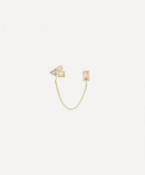 Anna + Nina - 14ct Gold-Plated Single Surreal Duo Stud Earring image number 0