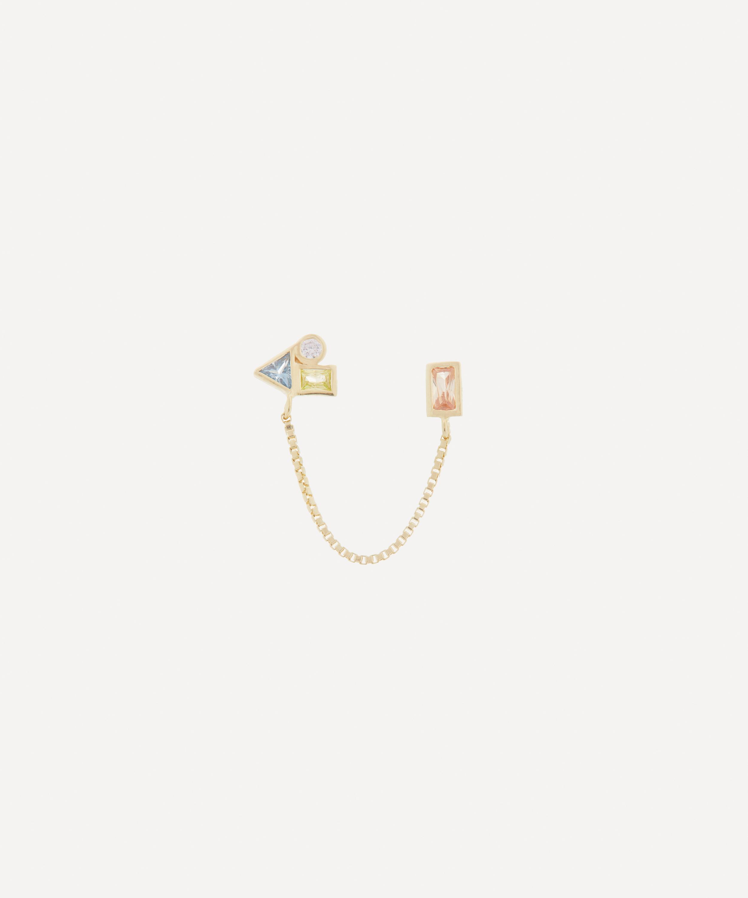Anna + Nina - 14ct Gold-Plated Single Surreal Duo Stud Earring