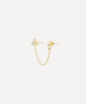 Anna + Nina - 14ct Gold-Plated Single Surreal Duo Stud Earring image number 1
