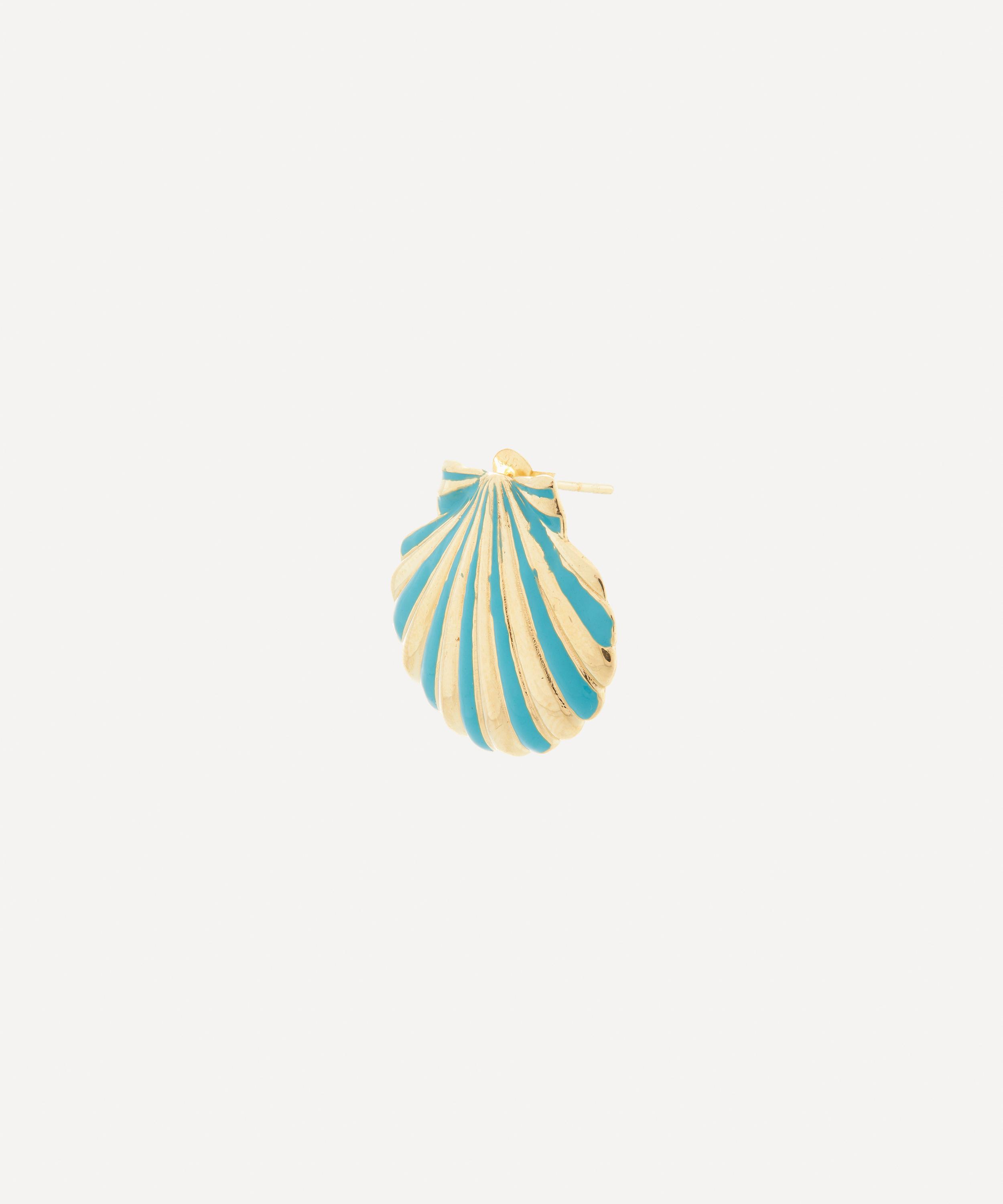 Anna + Nina -  Gold-Plated Single Venus Shell Stud Earring image number 1