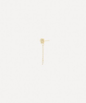 Anna + Nina - 14ct Gold-Plated Single Oyster Pearl Stud Chain Earring image number 1