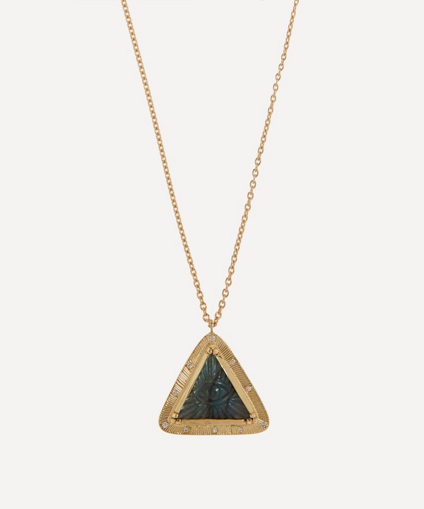 Brooke Gregson - 18ct Gold Pyramid Starlight Labradorite Pendant Necklace image number null
