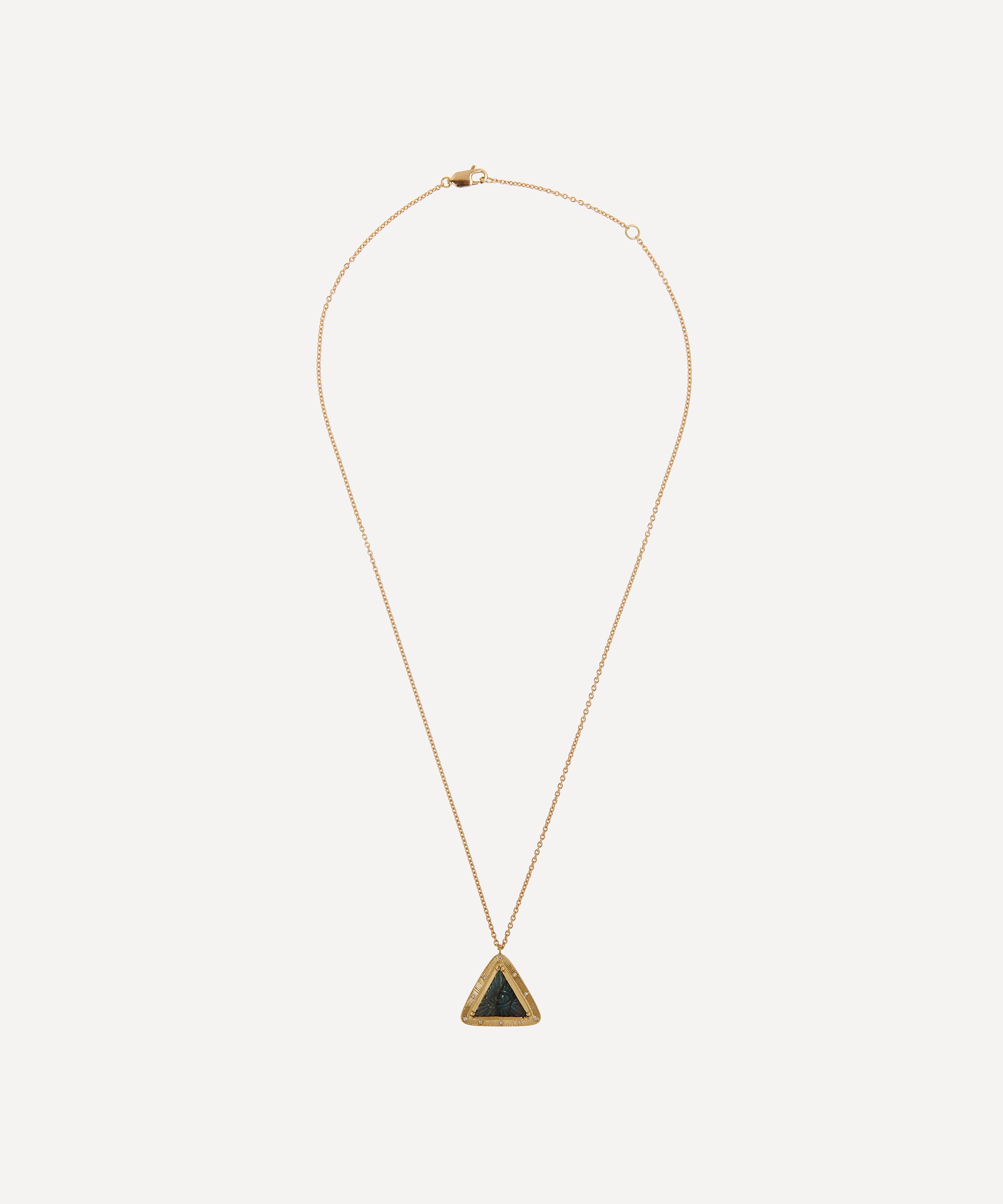 Brooke Gregson - 18ct Gold Pyramid Starlight Labradorite Pendant Necklace image number 2