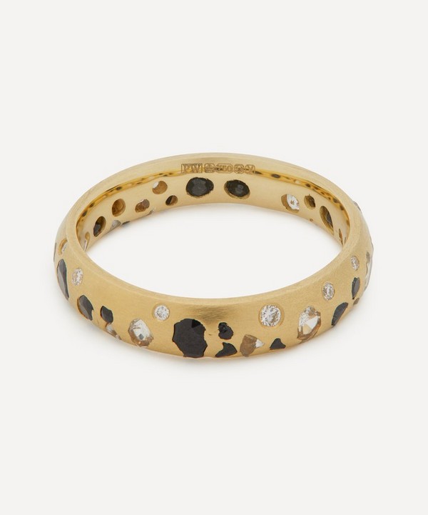 Polly Wales - 18ct Gold Black and White Confetti Diamond Ring image number null