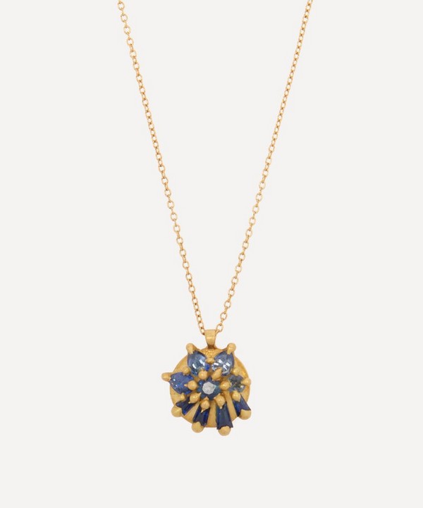 Polly Wales - 18ct Gold Blue Lyra Pendant Necklace image number null