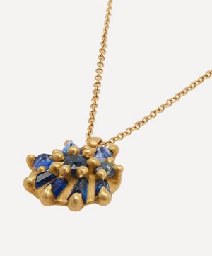 Polly Wales - 18ct Gold Blue Lyra Pendant Necklace image number 3