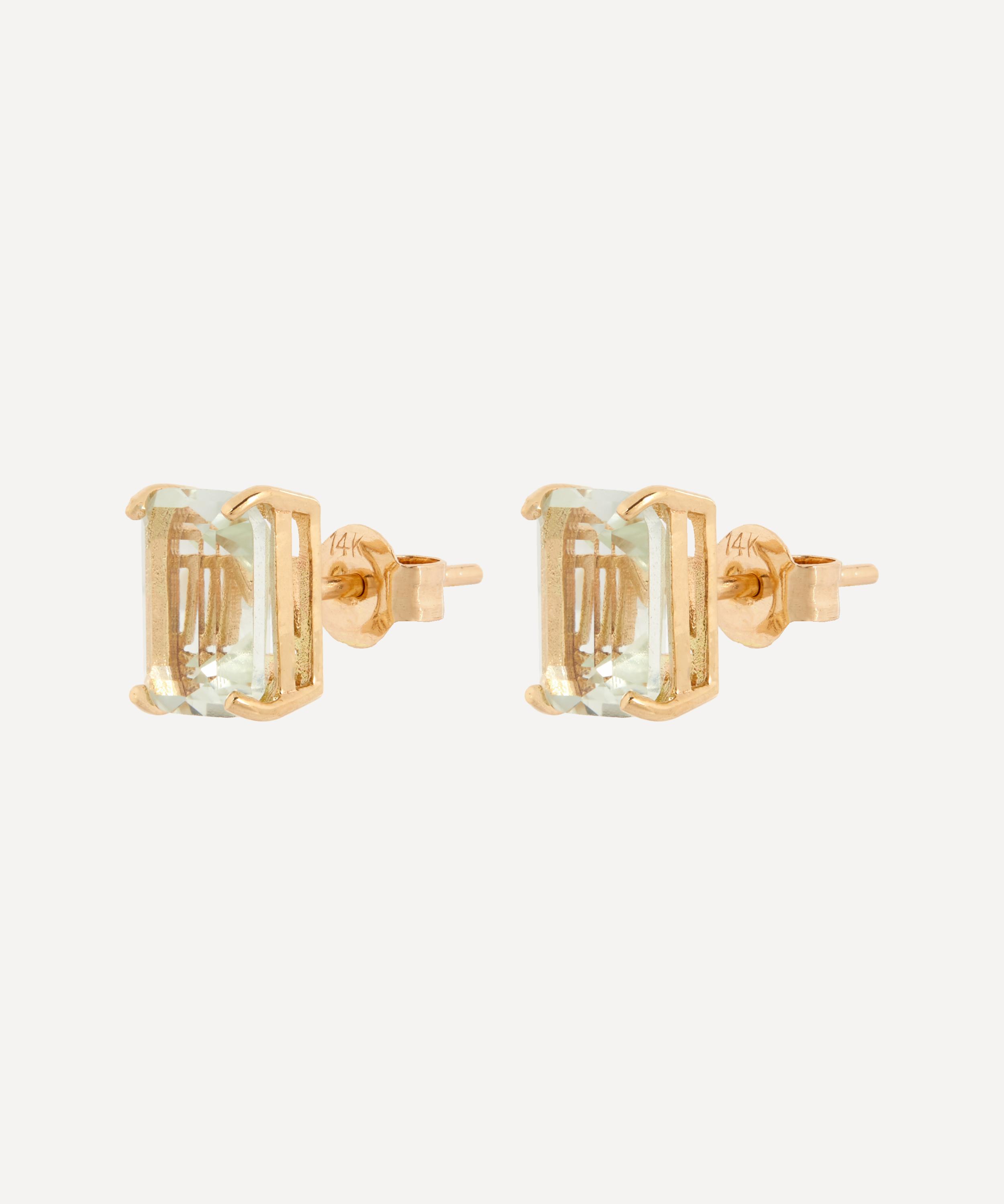 Mateo - 14ct Gold Green Amethyst Stud Earrings image number 2