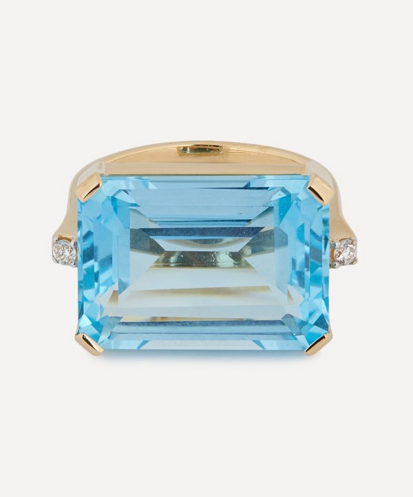 Mateo - 14ct Gold East West Blue Topaz Ring image number null