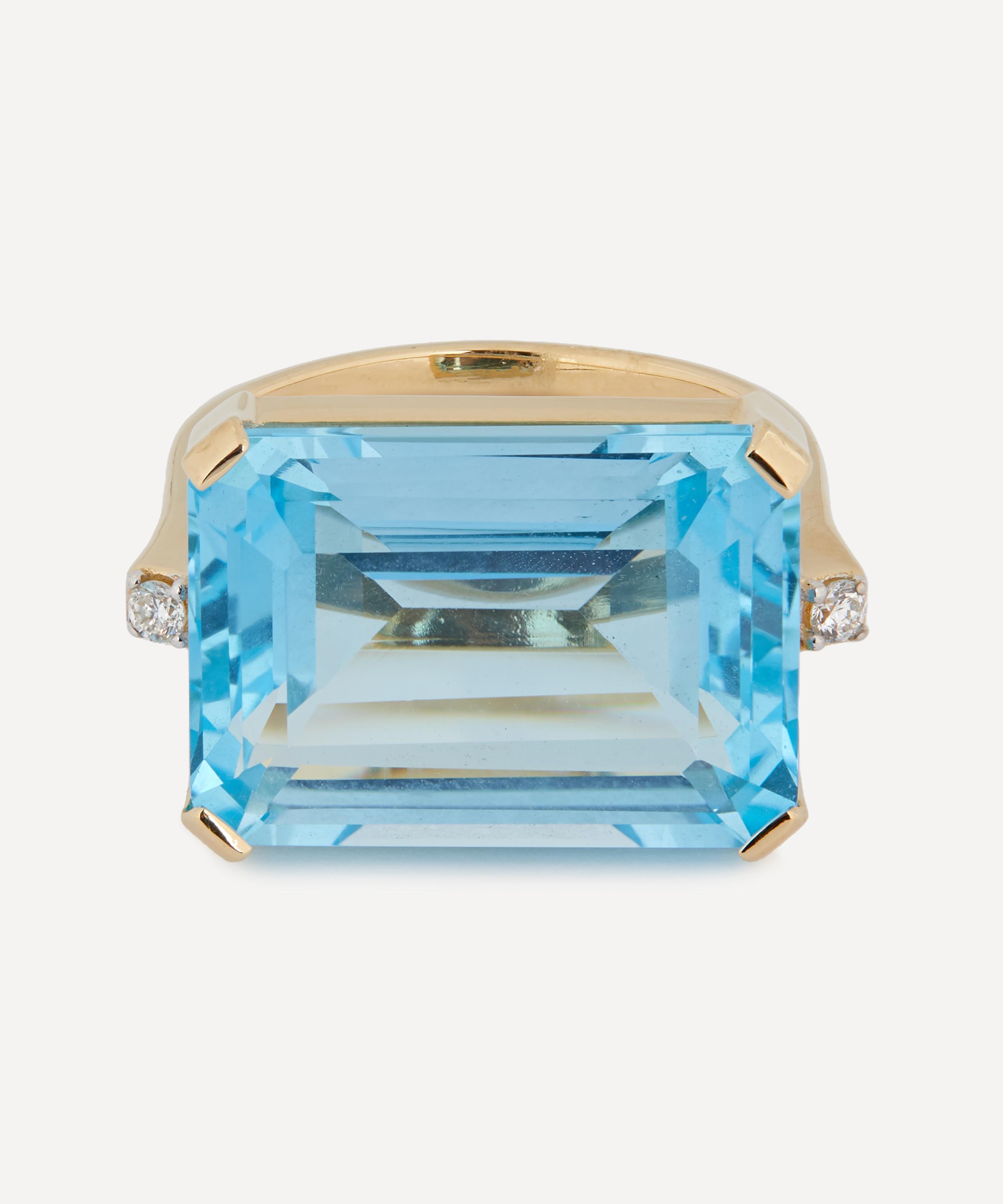 Mateo - 14ct Gold East West Blue Topaz Ring image number 
