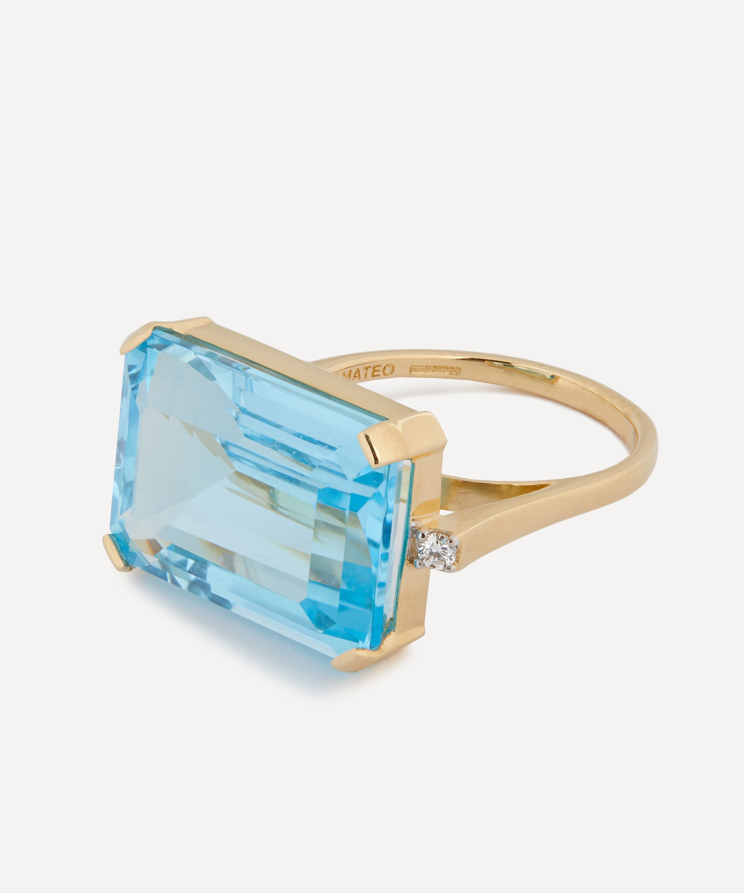 Mateo - 14ct Gold East West Blue Topaz Ring image number 1