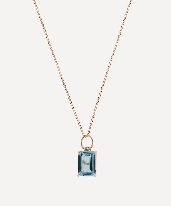 Mateo - 14ct Gold Emerald Cut Blue Topaz Pendant Necklace image number null