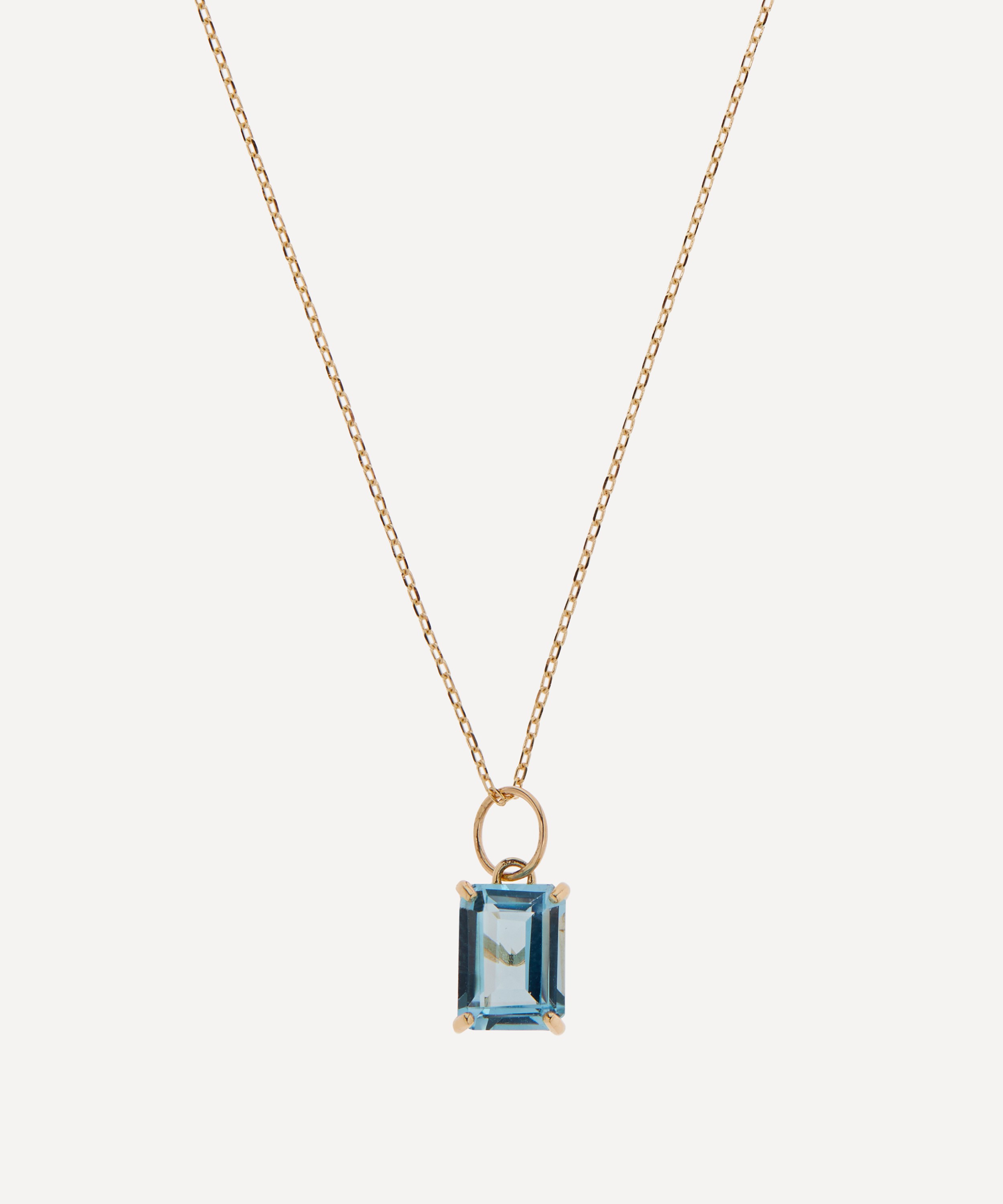 Mateo - 14ct Gold Emerald Cut Blue Topaz Pendant Necklace image number 0