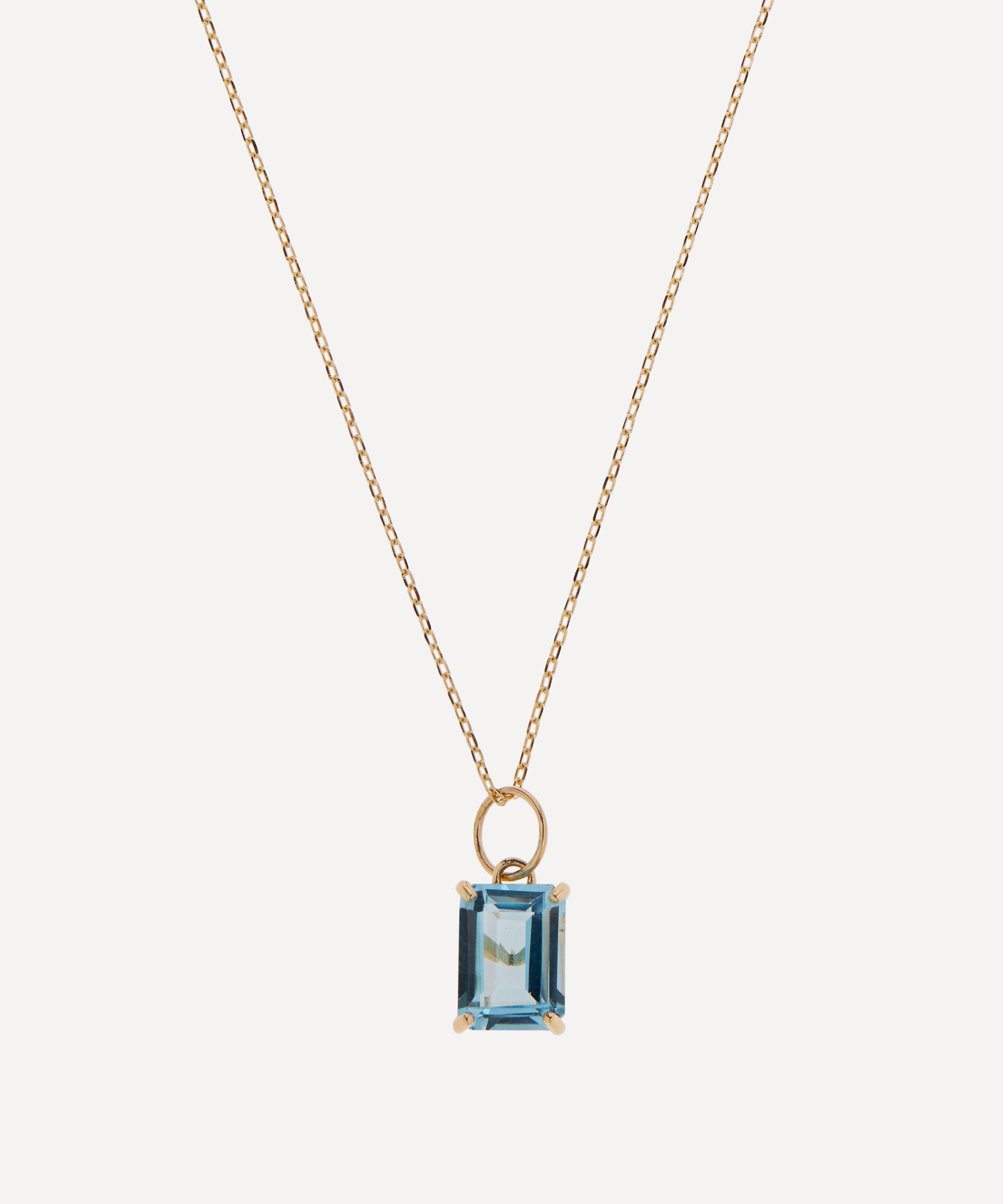 Mateo - 14ct Gold Emerald Cut Blue Topaz Pendant Necklace image number 0