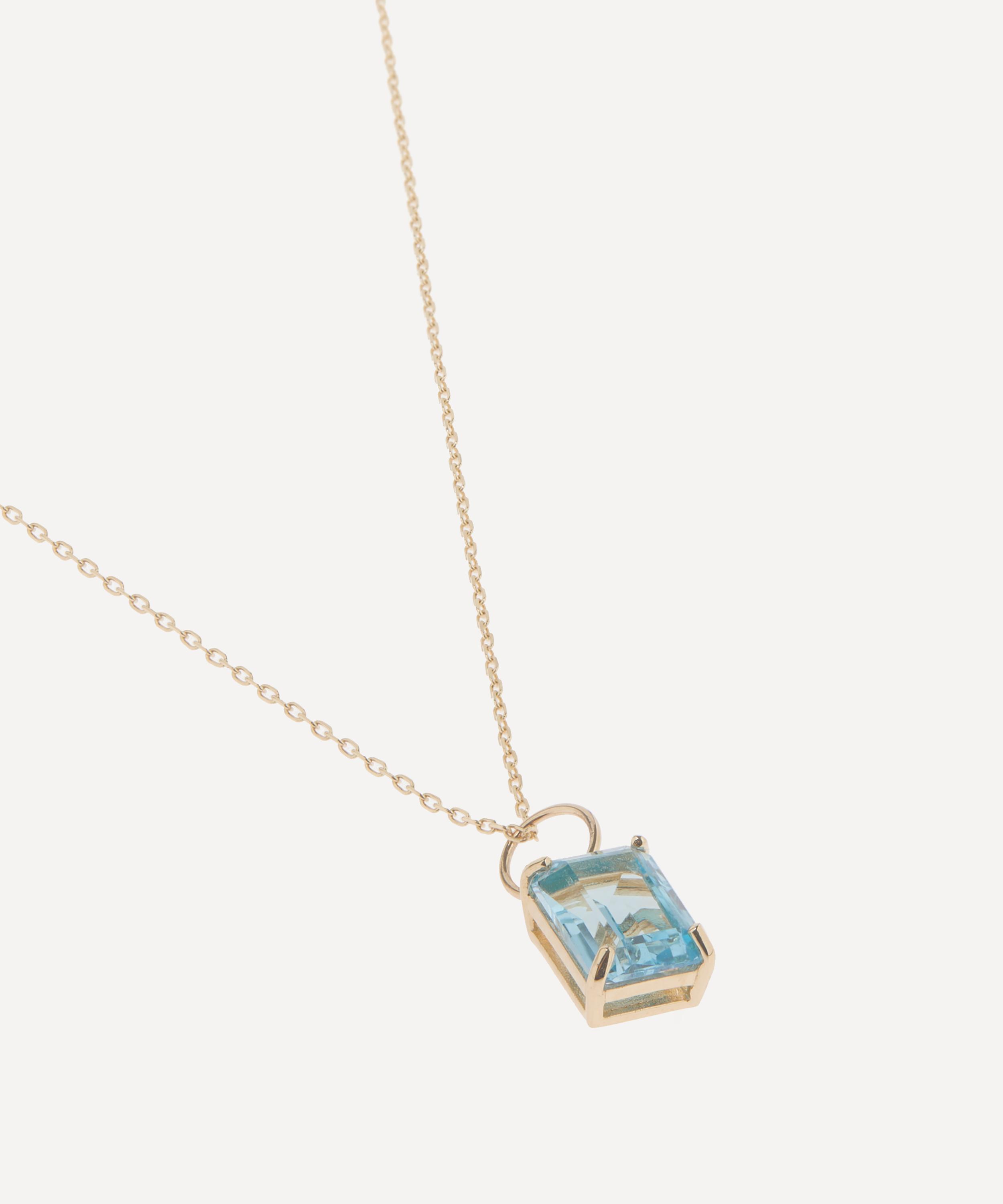 Mateo 14ct Gold Emerald Cut Blue Topaz Pendant Necklace | Liberty