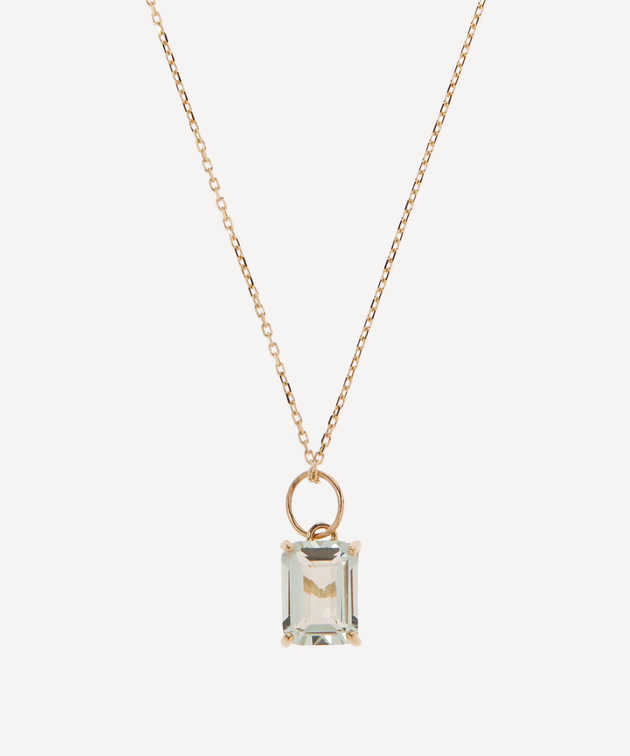 Mateo - 14ct Gold Emerald Cut Green Amethyst Pendant Necklace image number 0
