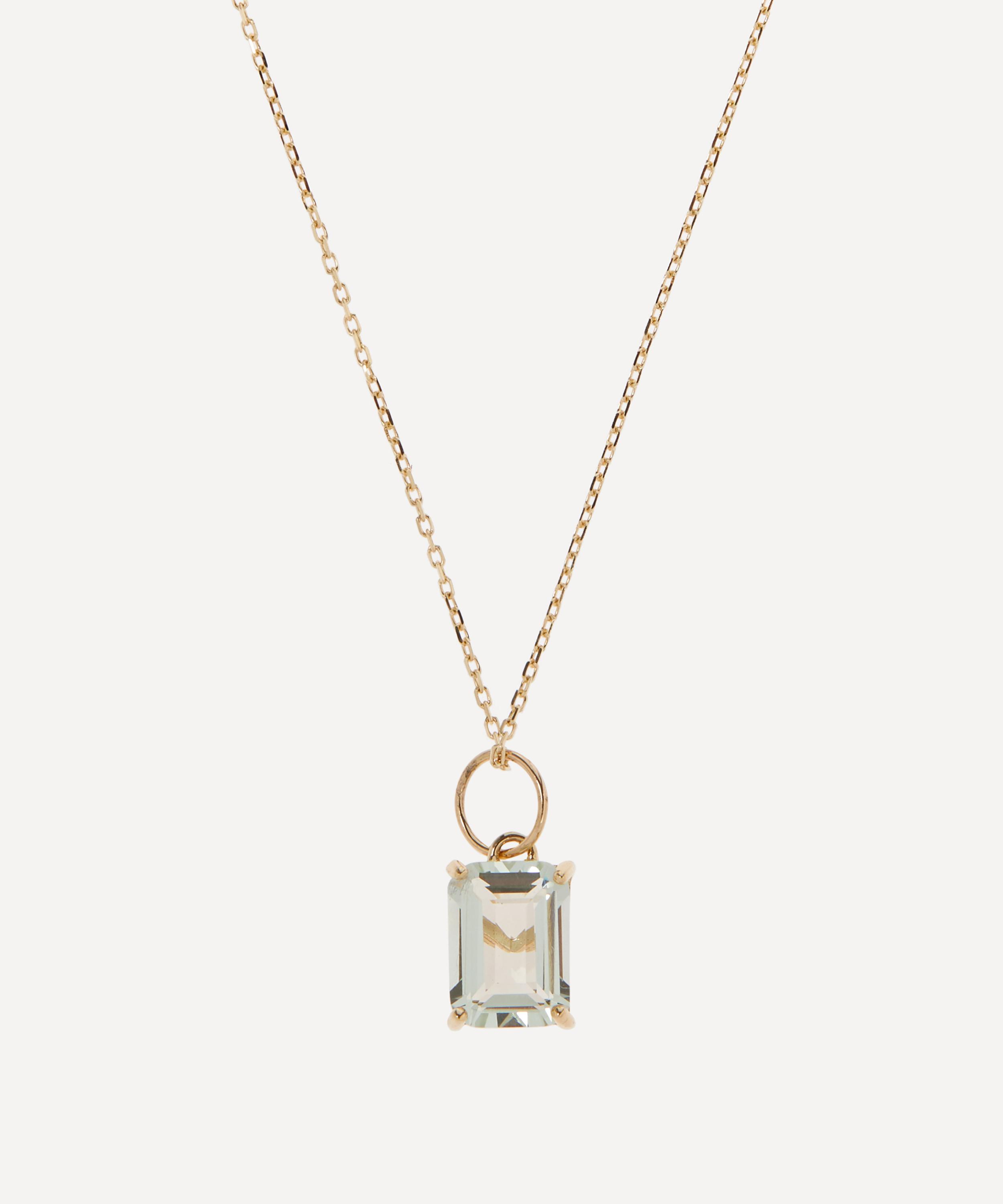 Mateo - 14ct Gold Emerald Cut Green Amethyst Pendant Necklace