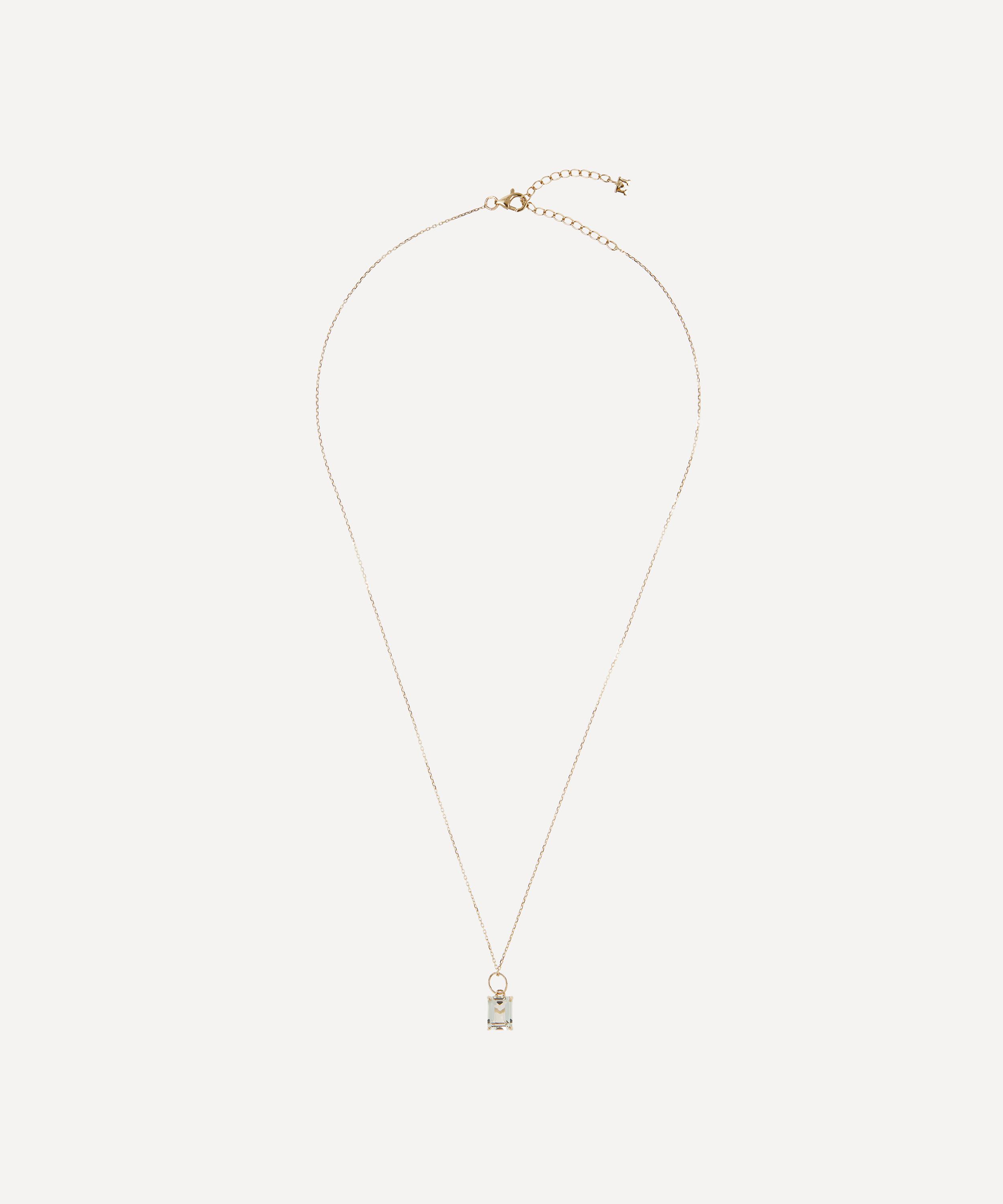 Mateo - 14ct Gold Emerald Cut Green Amethyst Pendant Necklace image number 2