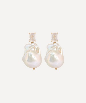 Mateo - 14ct Gold Rose Quartz and Baroque Pearl Drop Earrings image number 0