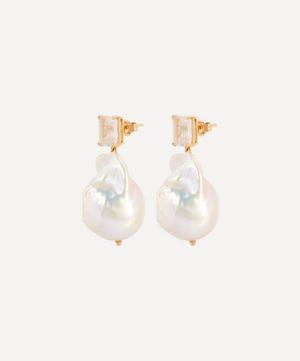 Mateo - 14ct Gold Rose Quartz and Baroque Pearl Drop Earrings image number 1