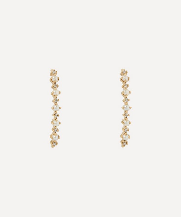 Mateo - 14ct Gold The Little Things Pearl and Diamond Crawler Stud Earrings