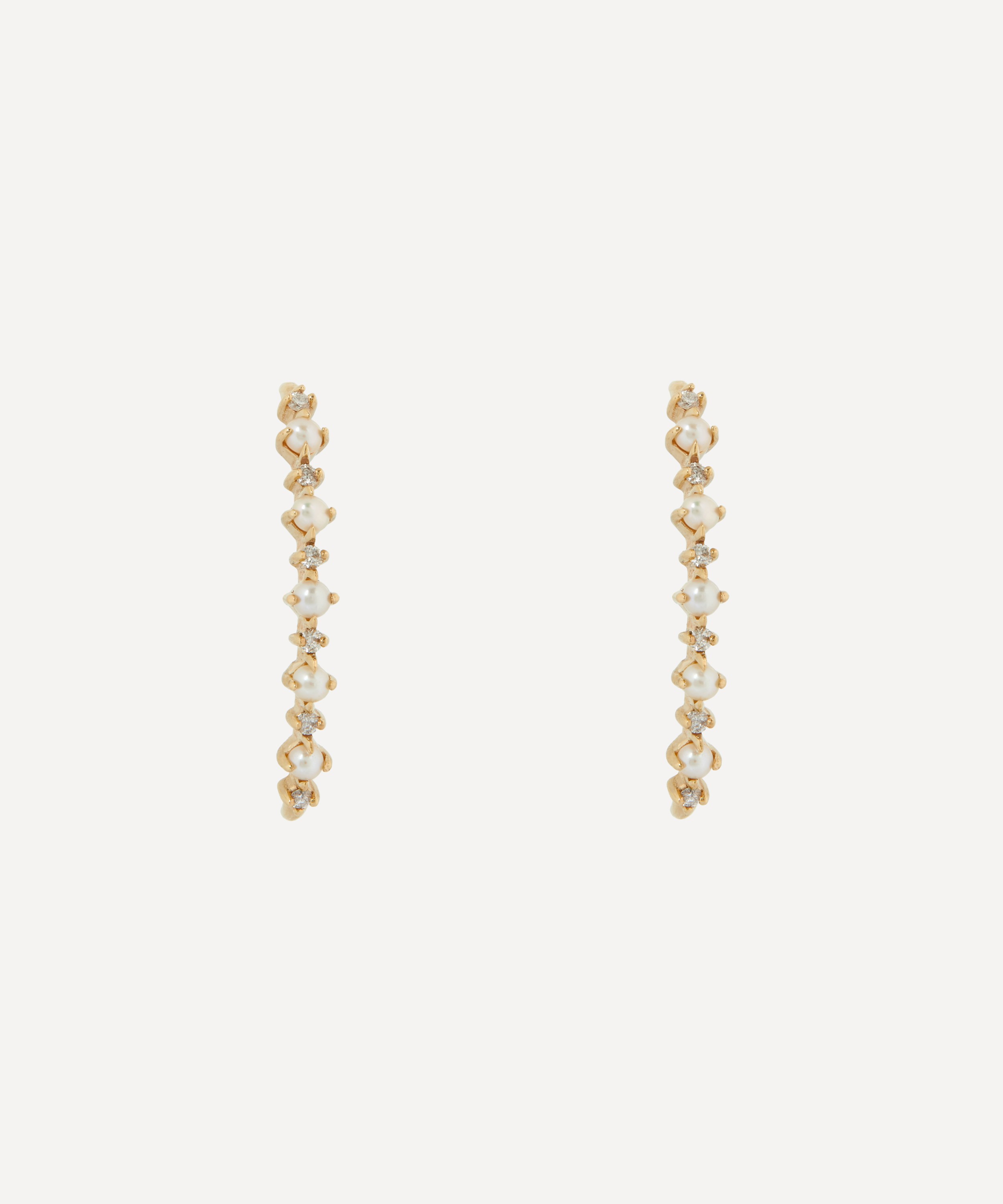 Mateo - 14ct Gold The Little Things Pearl and Diamond Crawler Stud Earrings image number 0