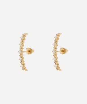 Mateo - 14ct Gold The Little Things Pearl and Diamond Crawler Stud Earrings image number 1
