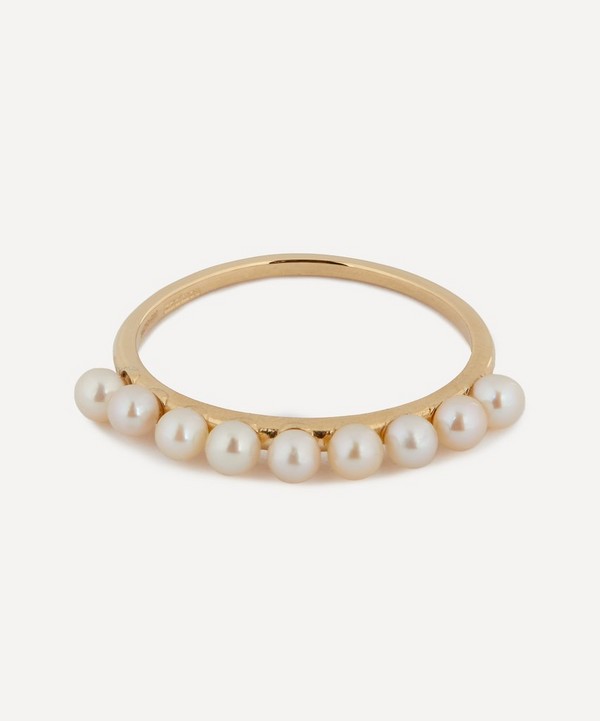 Mateo - 14ct Gold Pearl Dot Band Ring image number null