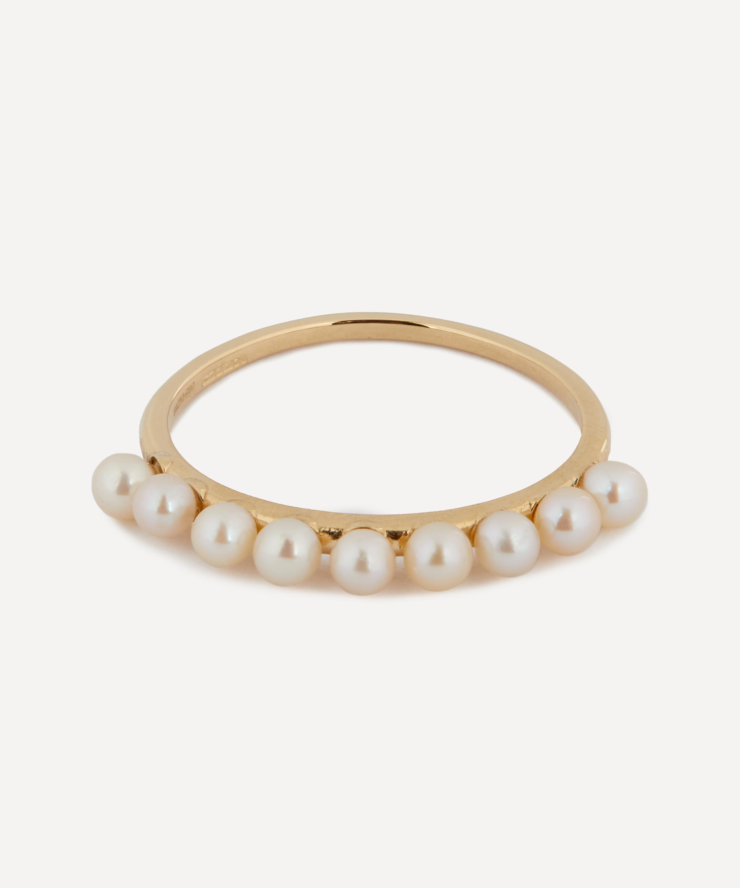 Mateo - 14ct Gold Pearl Dot Band Ring image number 