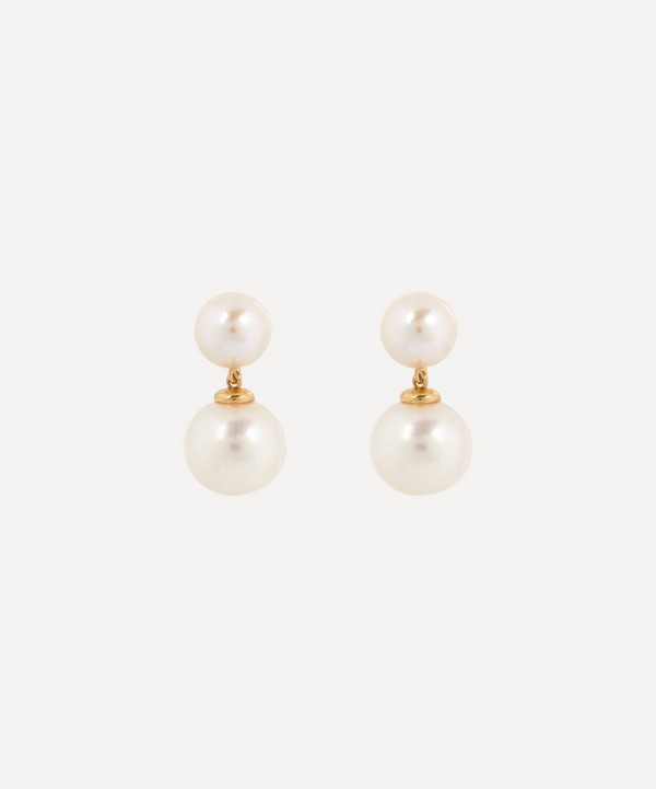 Mateo - 14ct Gold Duo Pearl Dot Drop Earrings image number null