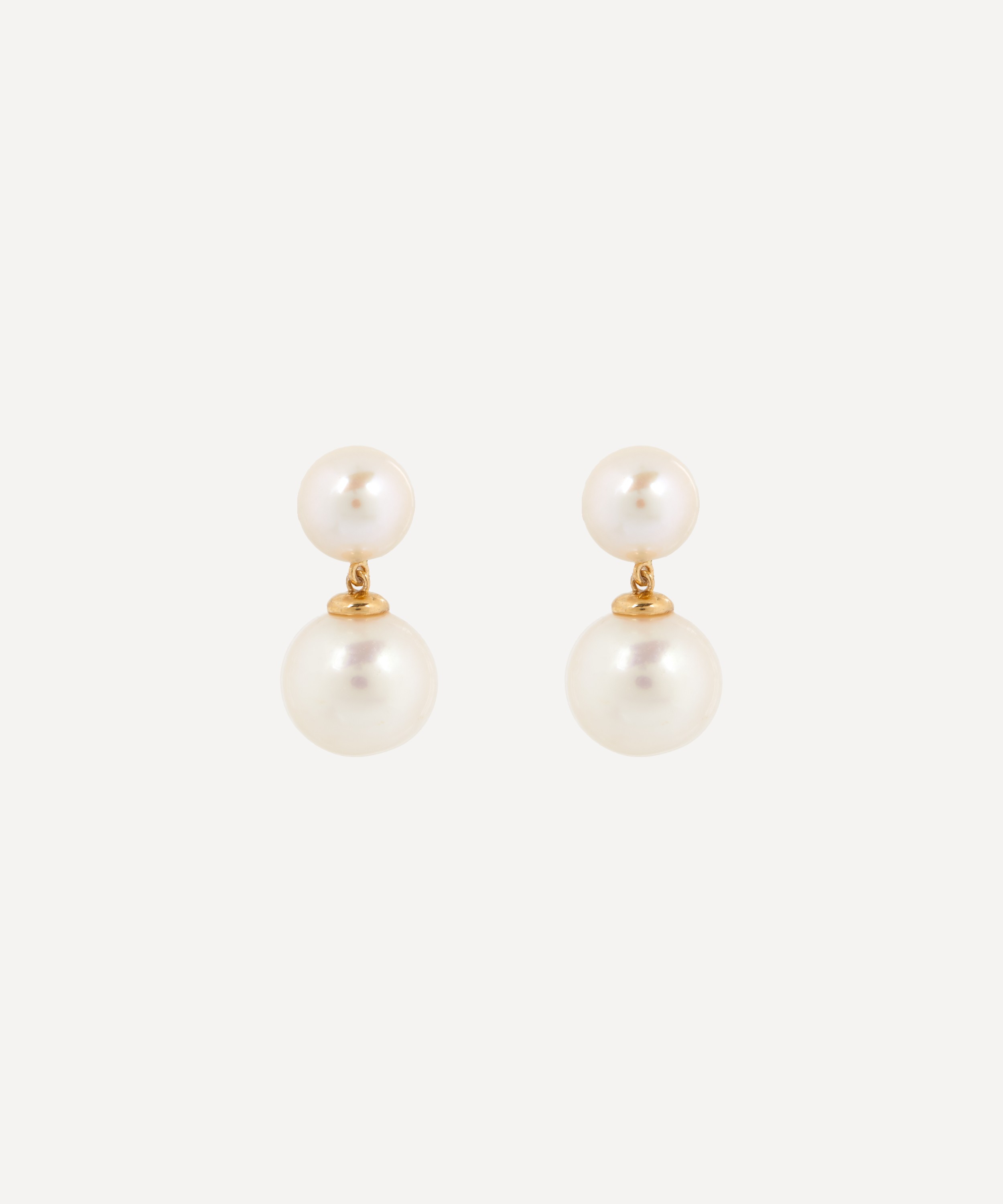 Mateo - 14ct Gold Duo Pearl Dot Drop Earrings image number 0