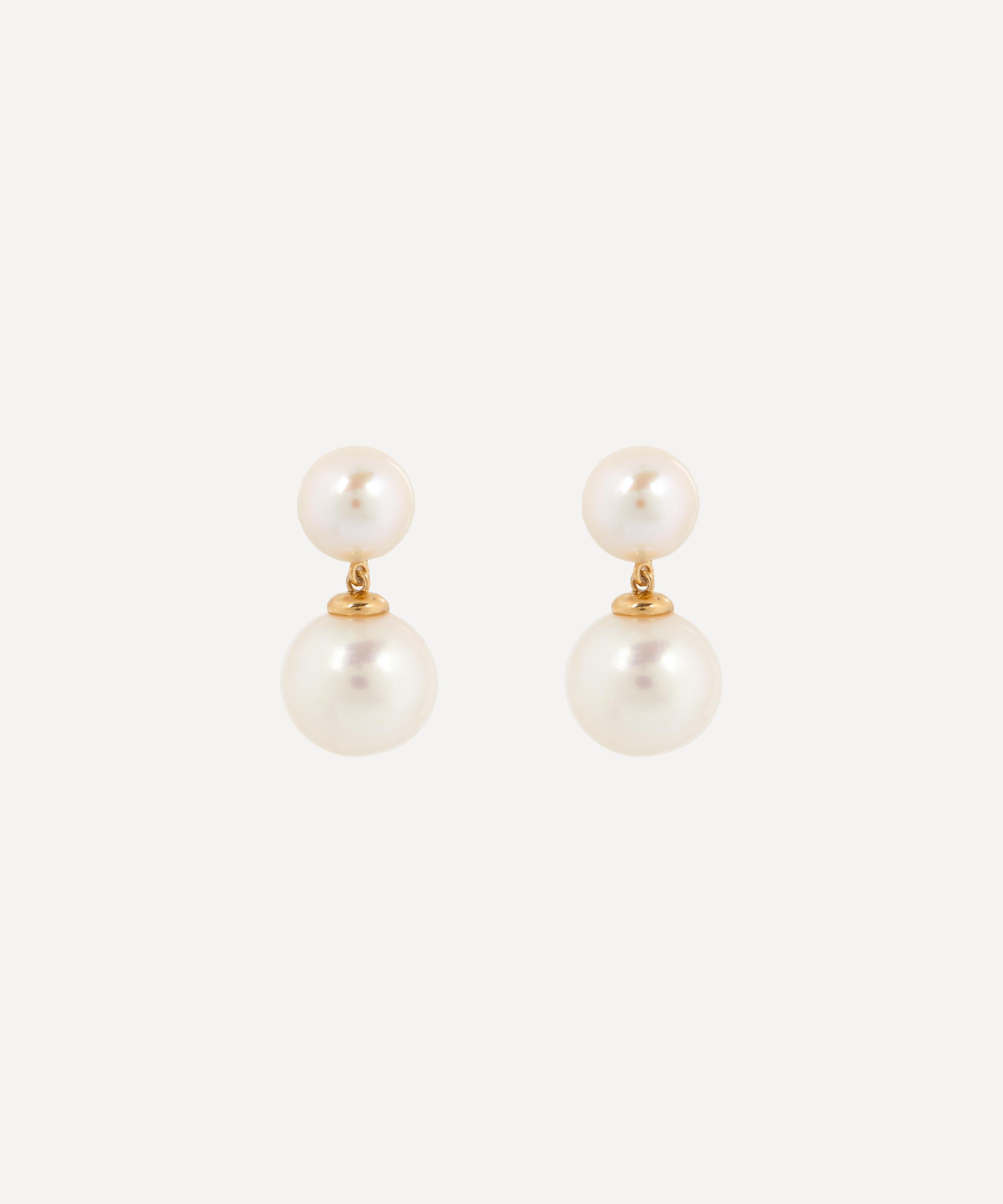 Mateo - 14ct Gold Duo Pearl Dot Drop Earrings