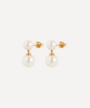 Mateo - 14ct Gold Duo Pearl Dot Drop Earrings image number 1