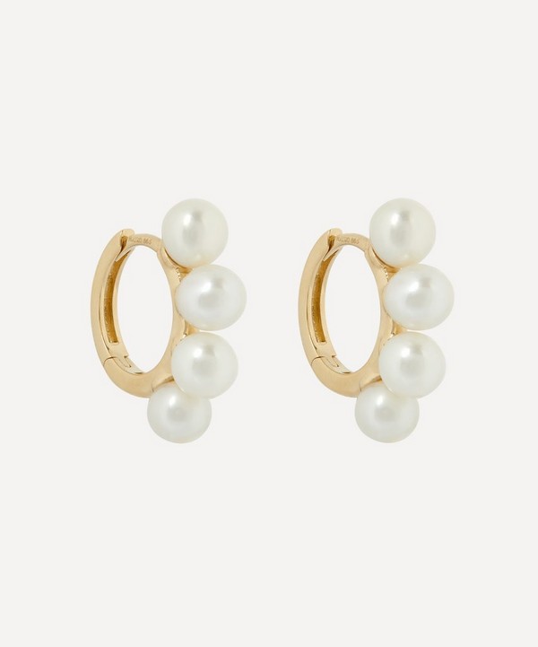 Mateo - 14ct Gold Four Point Pearl Hoop Earrings image number null