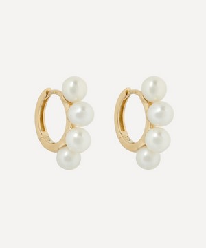 Mateo - 14ct Gold Four Point Pearl Hoop Earrings image number 0
