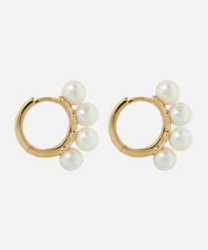Mateo - 14ct Gold Four Point Pearl Hoop Earrings image number 1