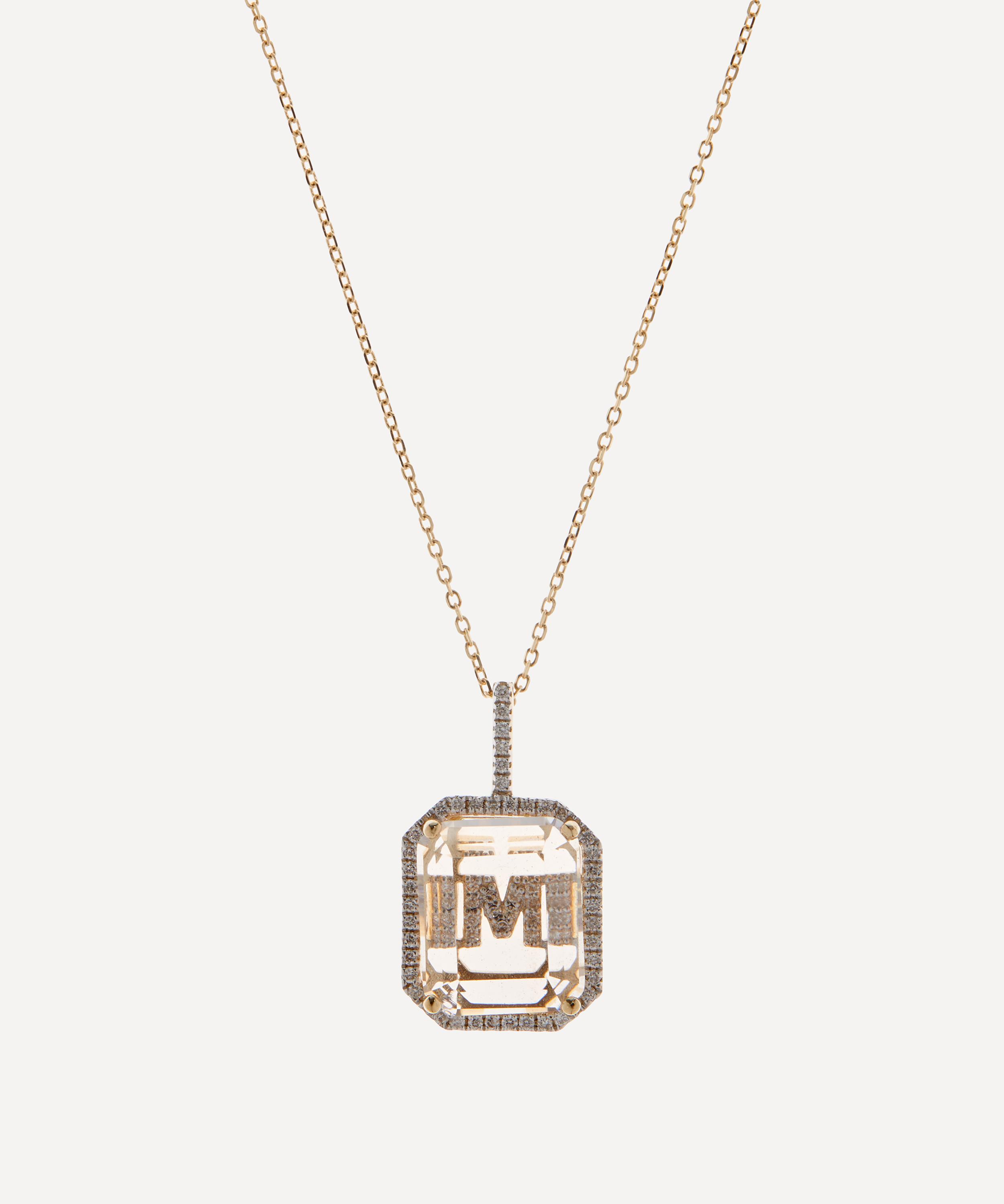 Mateo - 14ct Gold Diamond M Initial Pendant Necklace image number 0