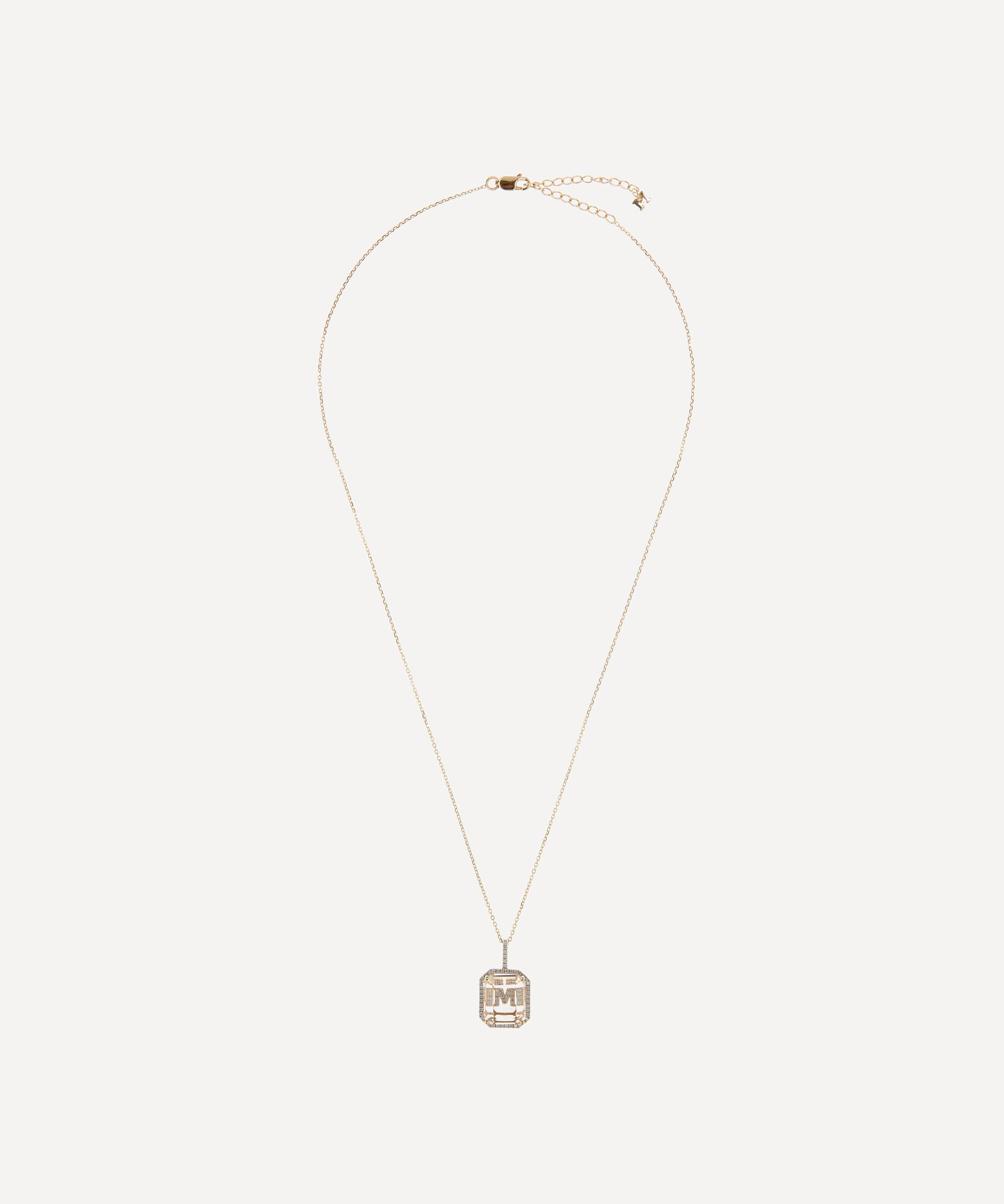 Mateo - 14ct Gold Diamond M Initial Pendant Necklace image number 1