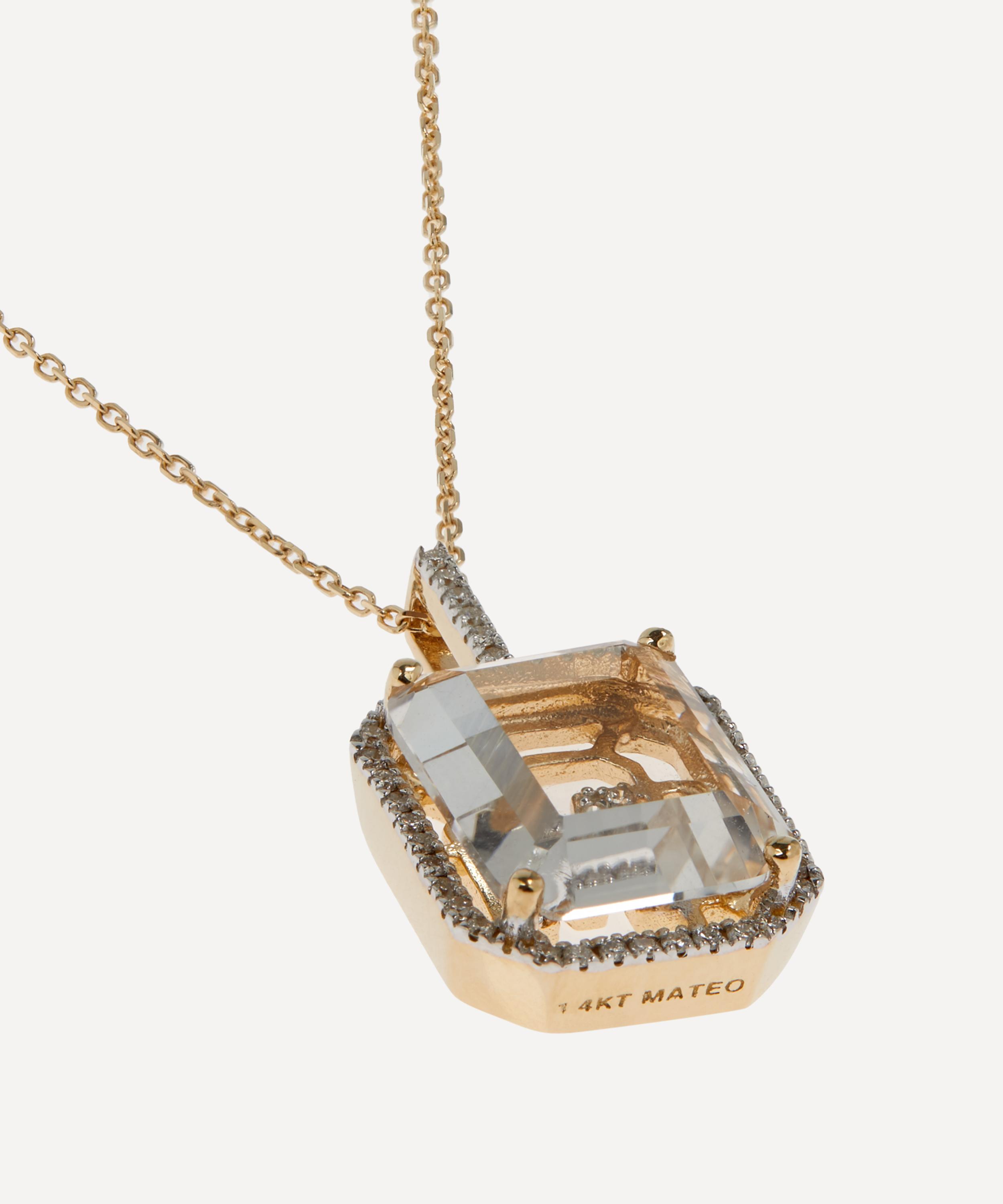Mateo - 14ct Gold Diamond M Initial Pendant Necklace image number 2