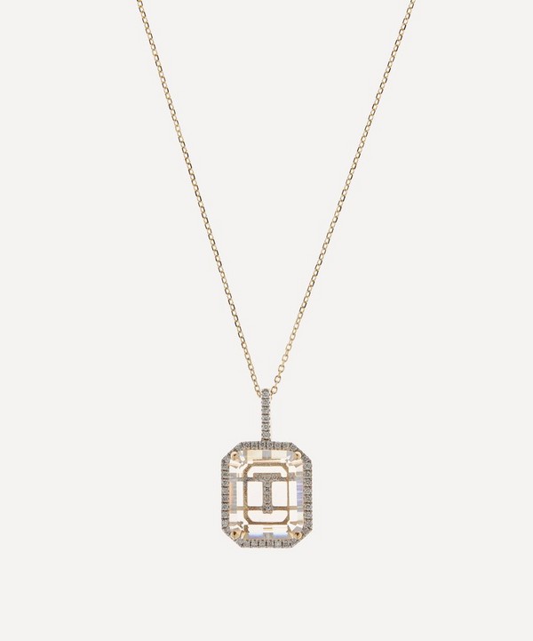 Mateo - 14ct Gold Diamond T Initial Pendant Necklace image number null