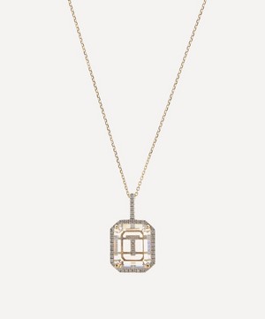 Mateo - 14ct Gold Diamond T Initial Pendant Necklace image number 0