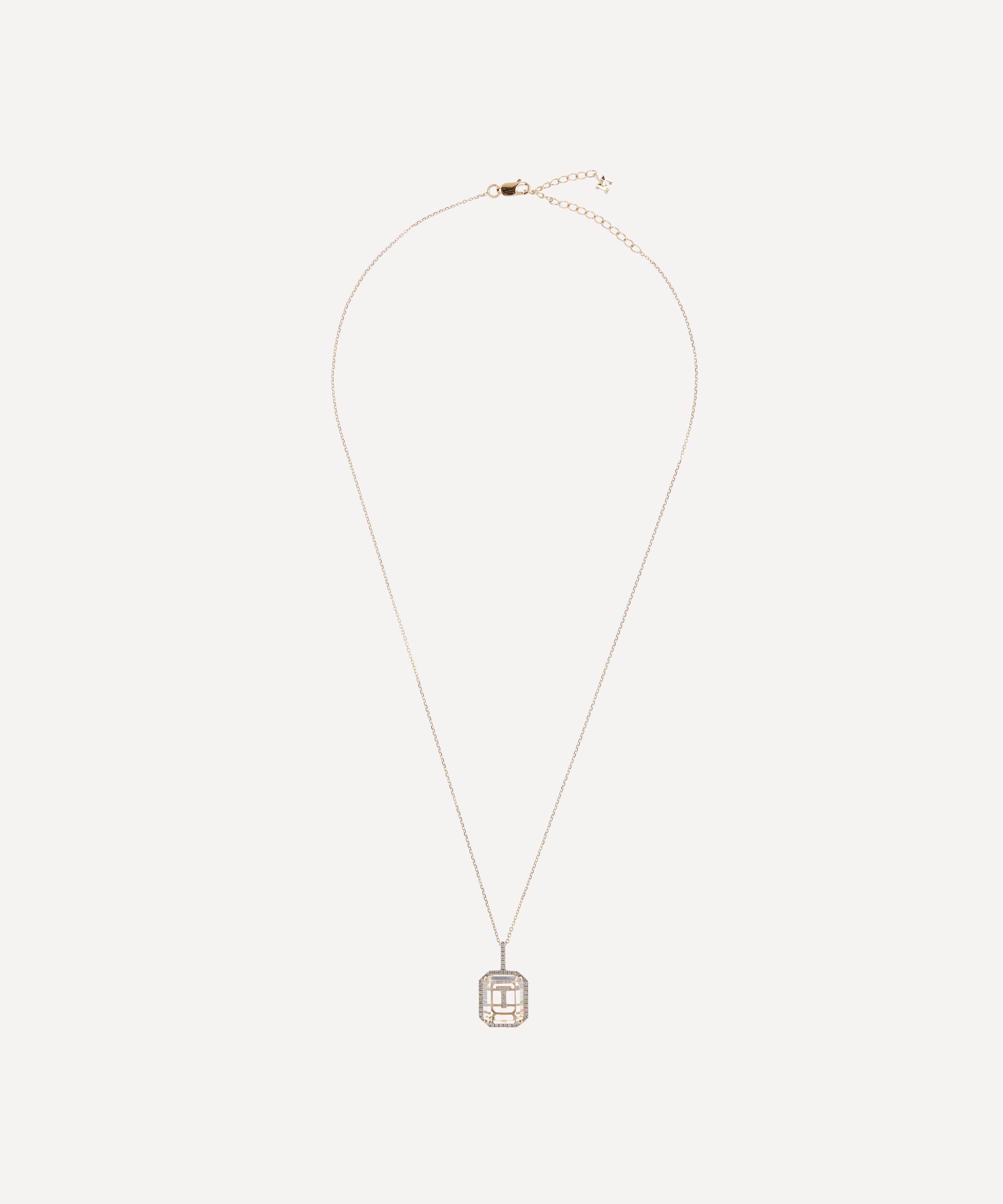 Mateo - 14ct Gold Diamond T Initial Pendant Necklace image number 