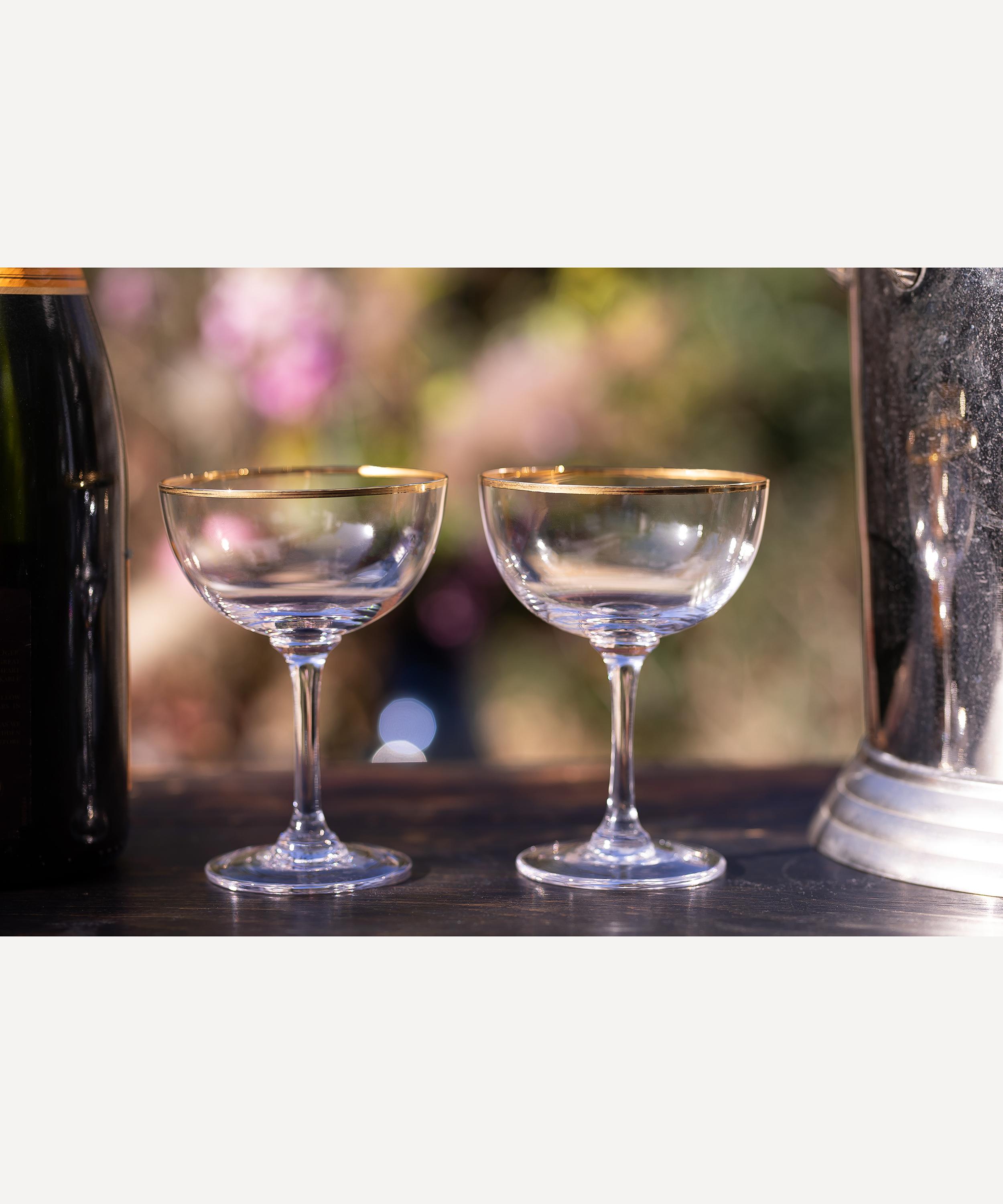 Crystal Champagne Saucers with Lens Design - 2 - The Vintage List